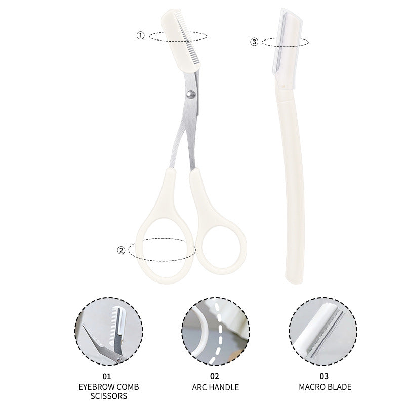 Colorful fenling eyebrow shaping tool suit with eyebrow comb and trimming eyebrow scissors macro beginner security eyebrow trimmer