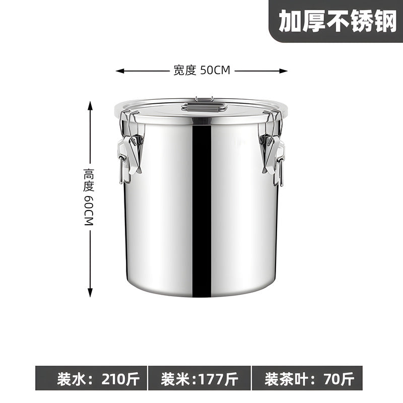 Extra thick sealed barrel 201 stainless steel rice barrel insect-proof and moisture-proof rice barrel for home rice storage barrel soup barrel flour barrel oil tank