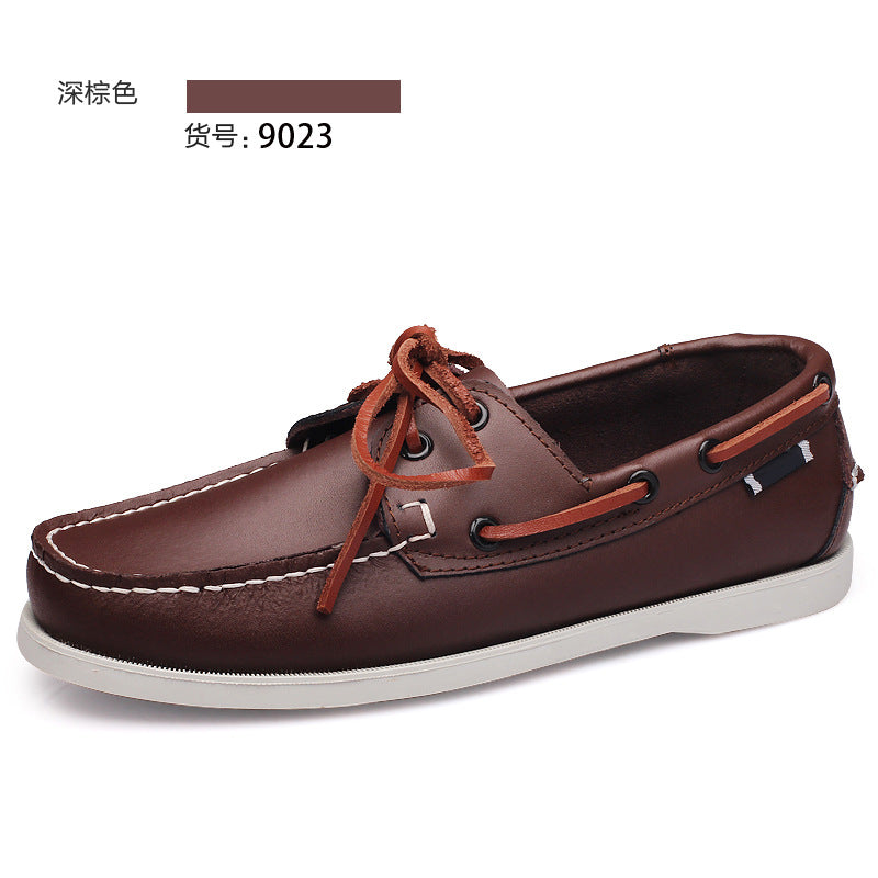 New arrival: men's casual leather boat shoes - slip-on, british style, versatile, low-cut, breathable driving shoes