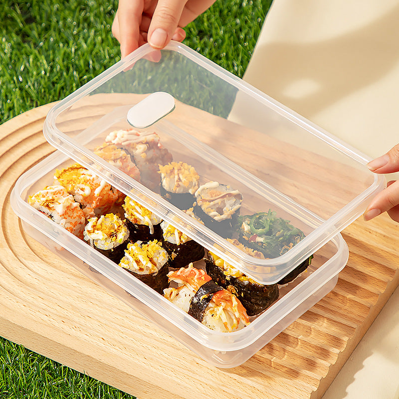 Outdoor sub-packing bento sushi box sealed plastic food storage box with lid transparent food-grade fruit crisper