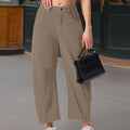 Amazon spring new women's high-waisted casual pants, european and american style solid color corduroy loose straight-leg trousers