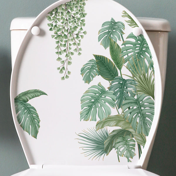 Classic plant decorative sticker toilet bathroom beautification sticker toilet toilet lid decal fresh leaf sticker