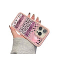 The first choice for gift giving is suitable for iphone17promax pink leopard print mobile phone case, glitter apple 16 diamond star diamond case
