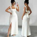new european and american style women's white lace backless dress