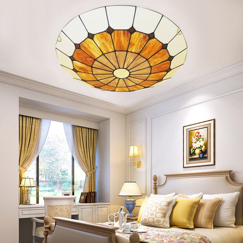 Tiffany art glass round ceiling lamp European style simple living room bedroom study dining room corridor decorative lamp