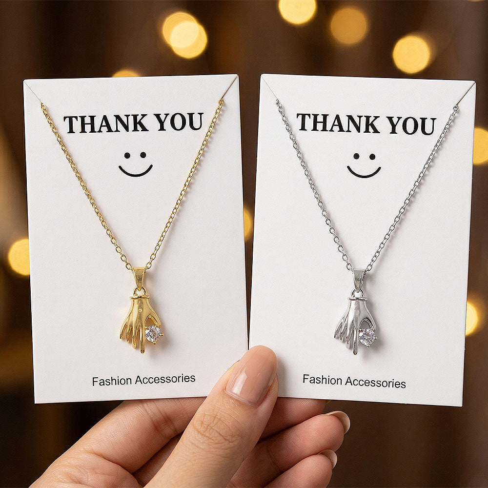 European and american hot-selling, unique & stylish copper-inlaid zircon necklace for women - lightweight luxury, niche design, versatile, tarnish-resistant titanium steel clavicle chain jewelry