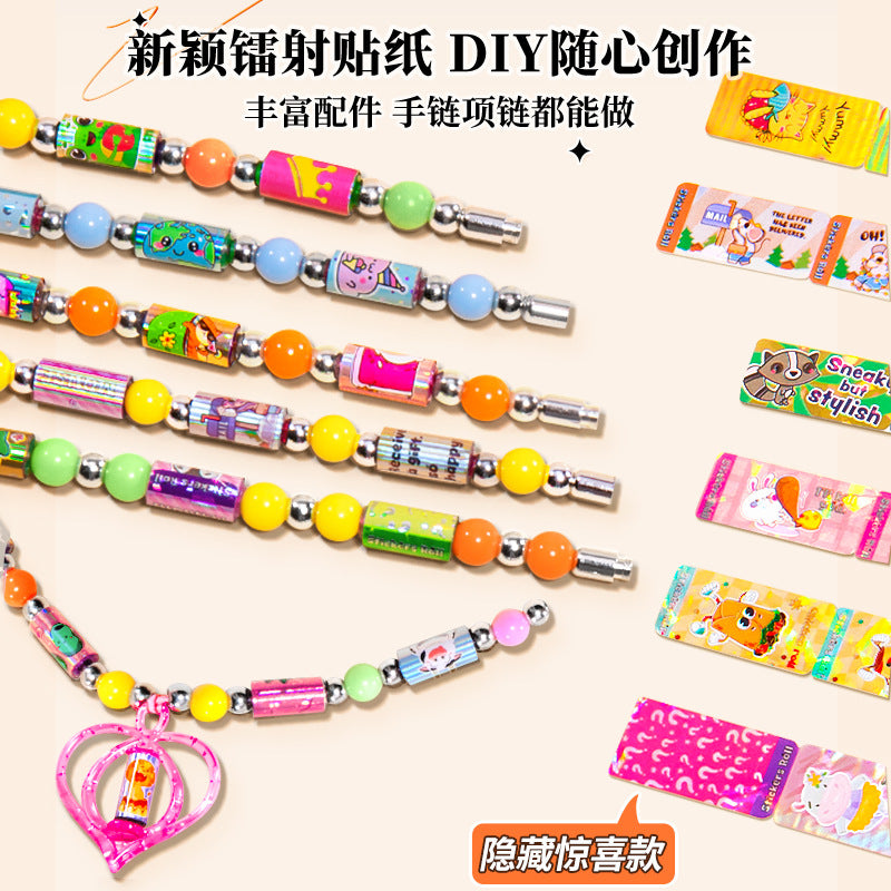 Kids' beaded sticker bracelet diy kit - trendy sticker bracelets for girls - surprise toy & birthday gift