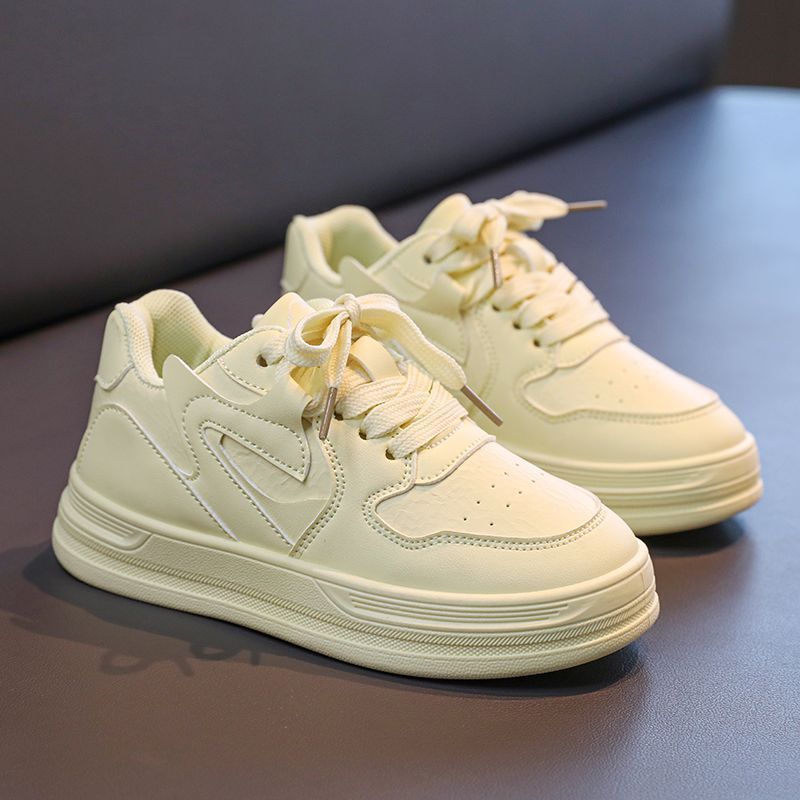 spring/autumn new dopamine round-toe kids' sneakers, white canvas shoes, chunky sole platform sneakers, girls' macaron color scheme