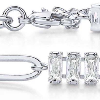 European and american popular paper clip splicing rectangular zircon bracelet for women cross-border e-commerce popular crystal birthstone bracelet