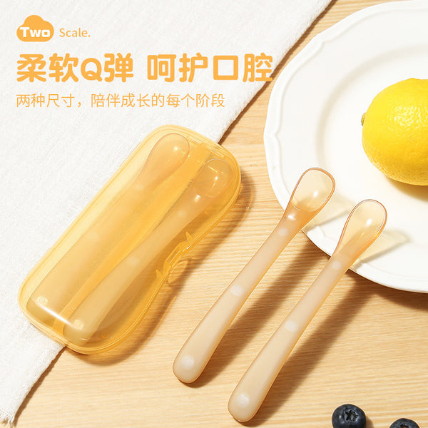 Newborn silicone soft spoon, baby complementary food spoon set, baby staged spoons, two pieces, one piece, delivery feeding