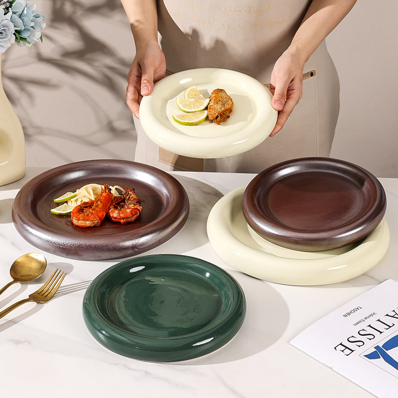 Ceramic steak dinner plate western food light luxury classy sense creative dessert plate for home donut high value dish plate