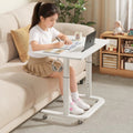 Adjustable height study desk - bedside, sofa, and dorm room mobile laptop table with wheels - foldable computer desk