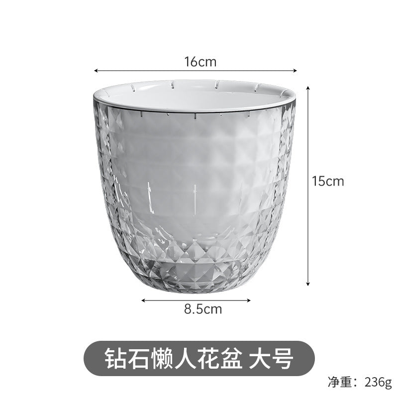 Plastic transparent lazy self-absorbing flower pot hydroponic plant water-free watering copper coin grass hanging orchid green dill water storage pot