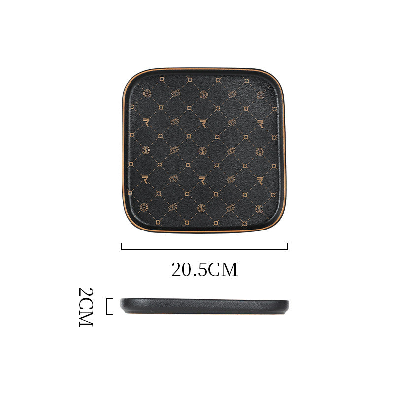 Creative black matte steak plate western dinner plate home nordic high-end dinner plate flat plate with rim restaurant hotel