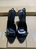 Za's 2025 spring new arrivals: burgundy and black women's patent leather peep-toe pumps with buckled ankle strap and stiletto heel