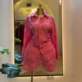 European and american cross-border women's fashion:  summer new arrival - chic and elegant pink diamond-embellished long-sleeve blouse and shorts set