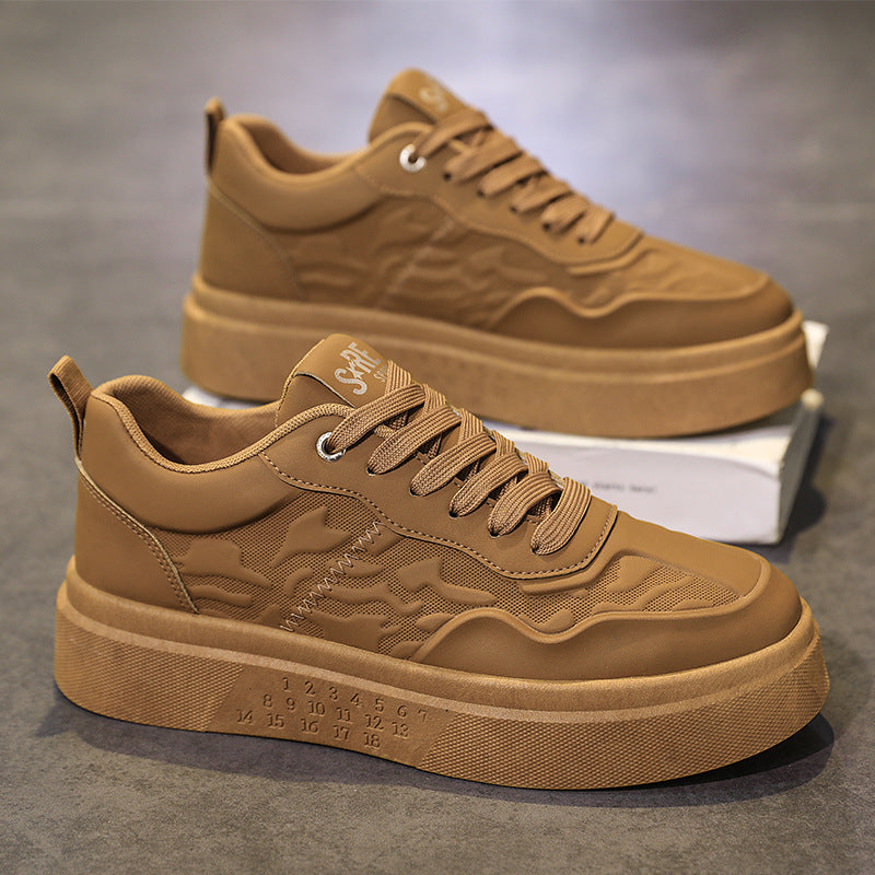 Xiaobai men's shoes 2026new arrivalspring breathable easiest for matchcasual leather shoes spring & fall sports thick sole heightening mcqueen sneakers