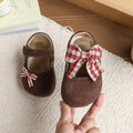 Vancahao girls' round-toe closed-toe sandals,  new plaid bowknot soft sole flats, versatile princess shoes