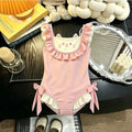 Summer pool baby swimsuit - stylish one-piece tankini for girls, cute cat design