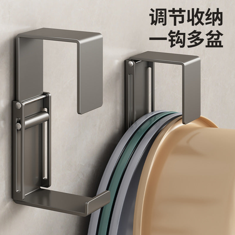 Retractable washbasin storage rack, toilet free punching, bathroom basin hook artifact, wall-mounted washbasin rack