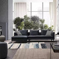 Italian minimalist genuine leather sofa, understated luxury, simple modern nordic down-filled living room set, small apartment sofa wholesale