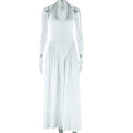 European and american style ins foreign trade women's sexy fashion halter neck solid color dress sleeveless pullover fairy dress