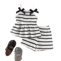 Baby clothing kids set children outfit black and white stripes camisole tops+shorts