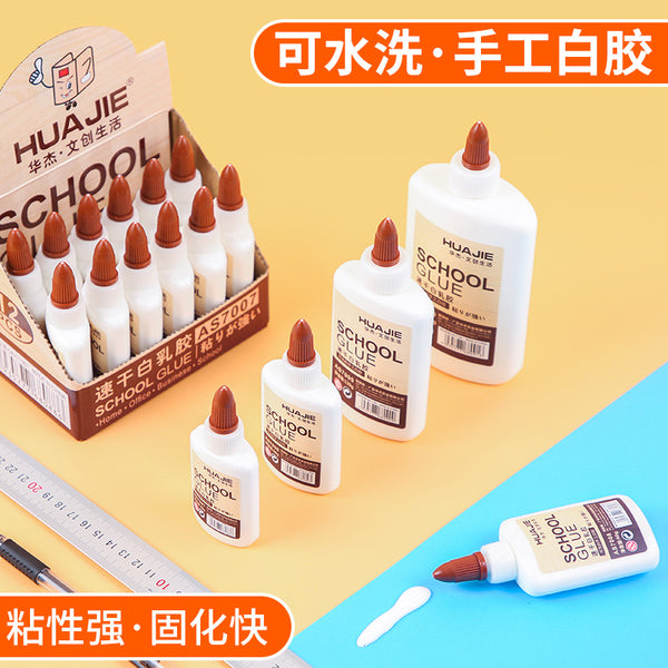 White glue is used by primary school students for handicraft classes to make safe and washable large bottles of liquid glue for kindergarten children