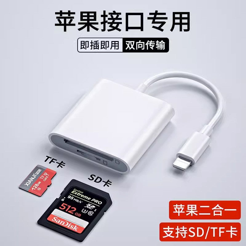 Sd+tf card reader for phones, computers, tablets, dslr cameras - usb dual port 3-in-1 adapter