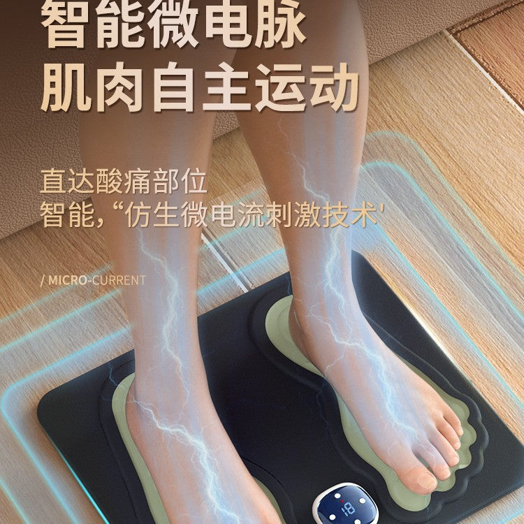 Lcd display rechargeable foot pad massager micro-current micro-electric pulse relaxes foot nerves and relieves soreness and numbness
