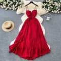 Accessible luxuryfashion suspender dress for women summer sexy backless strap pleated sense of design hot girl long skirt dress