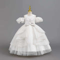 New in stock puff sleeve children's dress sequin wedding dress princess dress girls performance dress kids dress