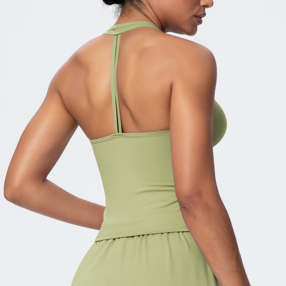 New arrival cross-border pure color brushed quick-drying tight back v neck sports intimates running fitness yoga clothes suspenders for women