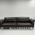 American genuine leather sofa, mid-century modern style, small apartment living room, new high-end solid wood french vintage kenney sofa for home use