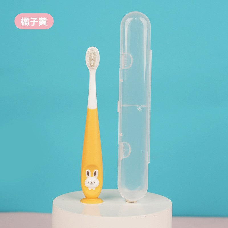 Infant and toddler toothbrush, cartoon rabbit hair planting soft hair toothbrush 1-12 years old baby soft hair oral cleaning toothbrush box