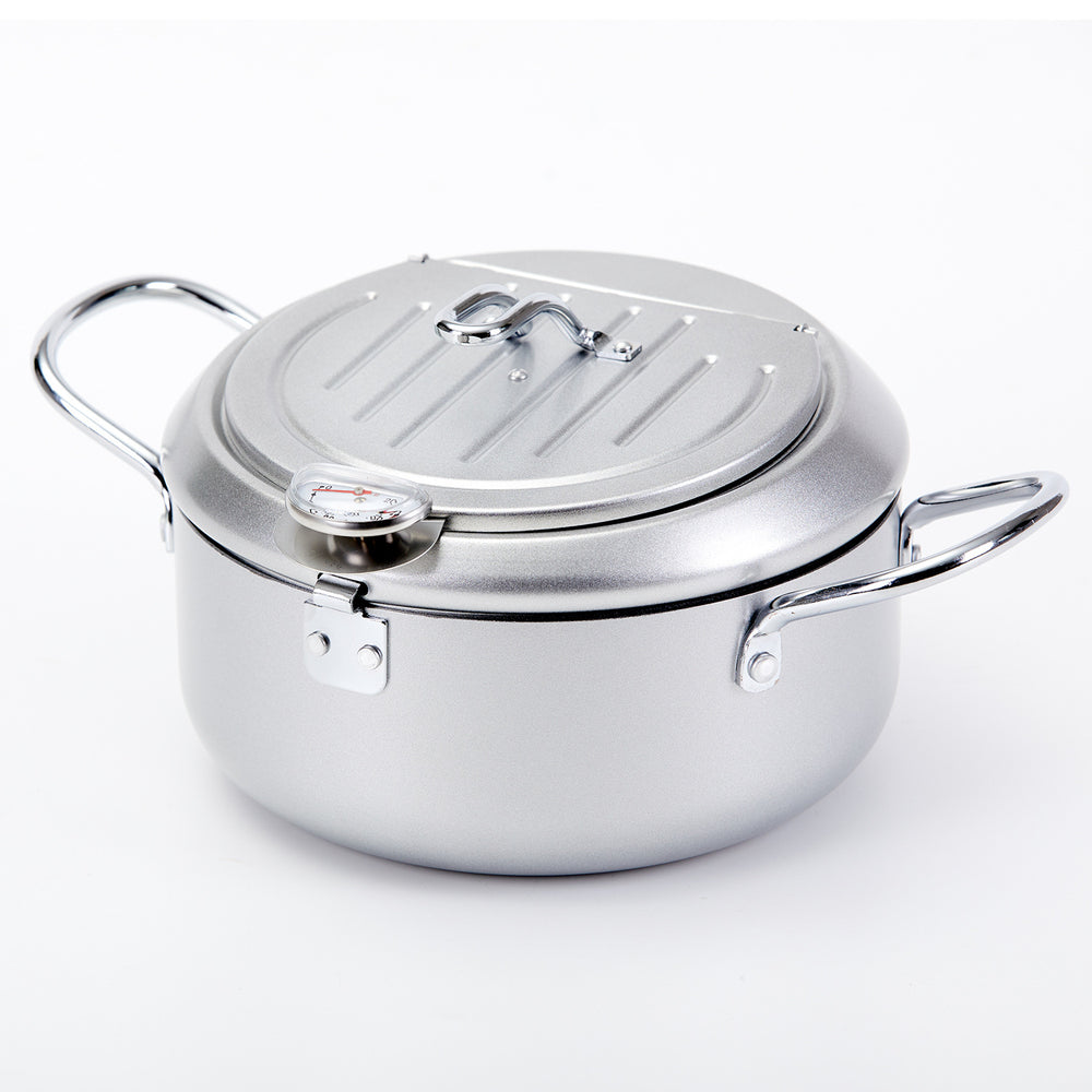 Korean style deep fryer - home use mini fryer with adjustable temperature, gas/gasoline powered, fuel-saving, non-stick coating, and includes filter rack