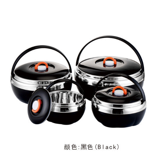 Household foreign trade stainless steel double-layer insulation pot satchel pot suit insulation bucket pot 3-4pcs insulation rice bucket