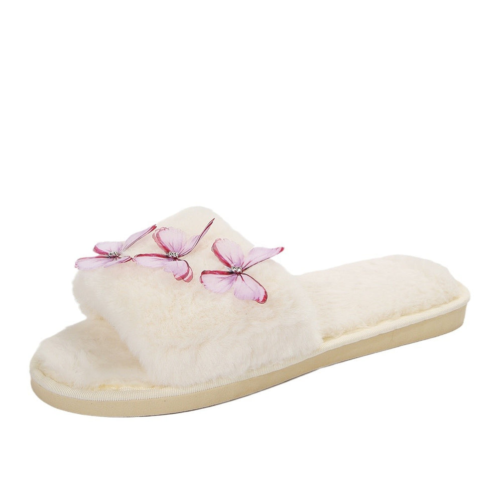 Indoor and outdoor heattechstuffedplus size cotton slippers for women aliexpressstuffedfamily slippers lace butterfly floor slippers