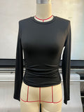 2025 european and american autumn/winter new arrivals: amazon cross-border round neck long sleeve t-shirt, slim fit solid color base layer top for women