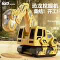 large alloy kids remote control excavator toy car electric excavator car dinosaur boy engineering vehicle