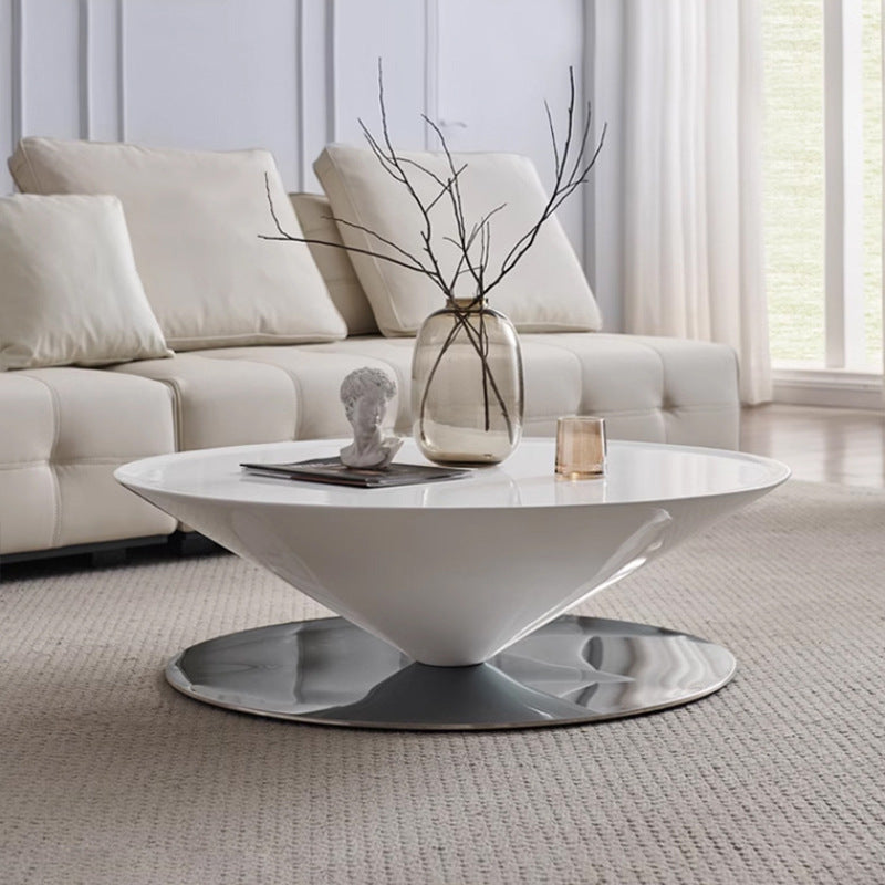 Designer floating saucer coffee table - luxury, high-end, creative living room table - compact round tea table