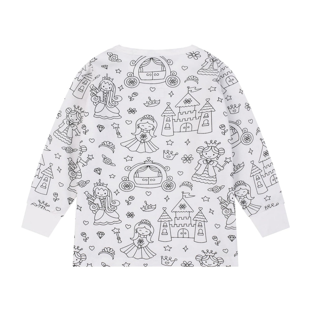 Unique diy fun graffiti hand-painted coloring mermaid design 95% cotton spring/autumn american style girls' long-sleeve t-shirt