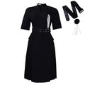 D584  foreign trade women's new fashion elegant v-neck solid color plus size pleated high waist african dress