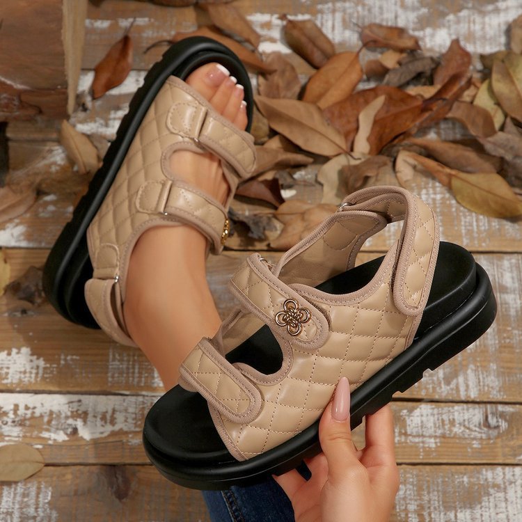 Summer plus sizeexport denim velcro high heel thick sole sandals new arrival cross-border fashionroman women