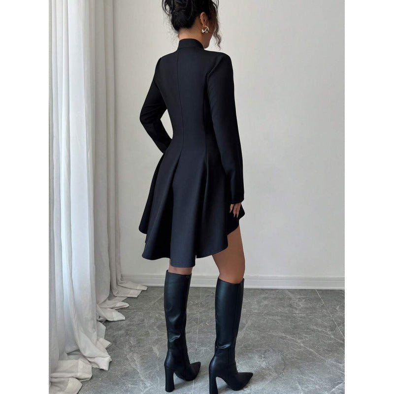 fashionautumnew arrivalelegancefashionv necklong sleeves waist asymmetricalrufflesjacket for women
