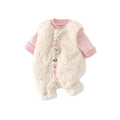 Winter baby outfit set - new girls' overalls two-piece set - autumn/winter romper - fleece-lined baby crawling suit