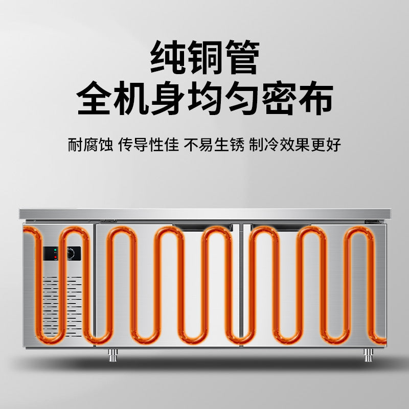 Commercial horizontal refrigerator refrigeration workbench, energy-saving fresh-keeping cabinet, frozen fresh-keeping freezer, kitchen flat freezer, operating table