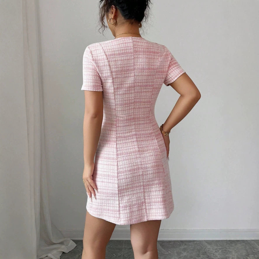 new chanel-inspired color block fishtail dress -  cross-border e-commerce fashion dress