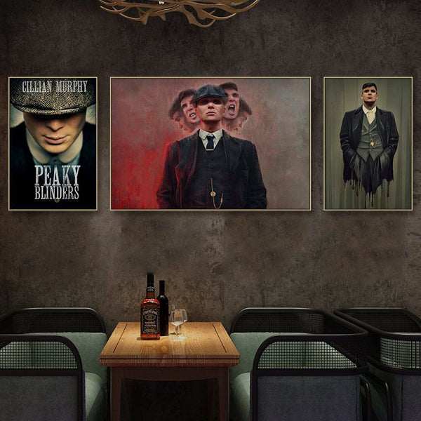 Bloody gangster hanging paintings razor party private cinema bar clear bar decorative paintings American retro European and American movie murals