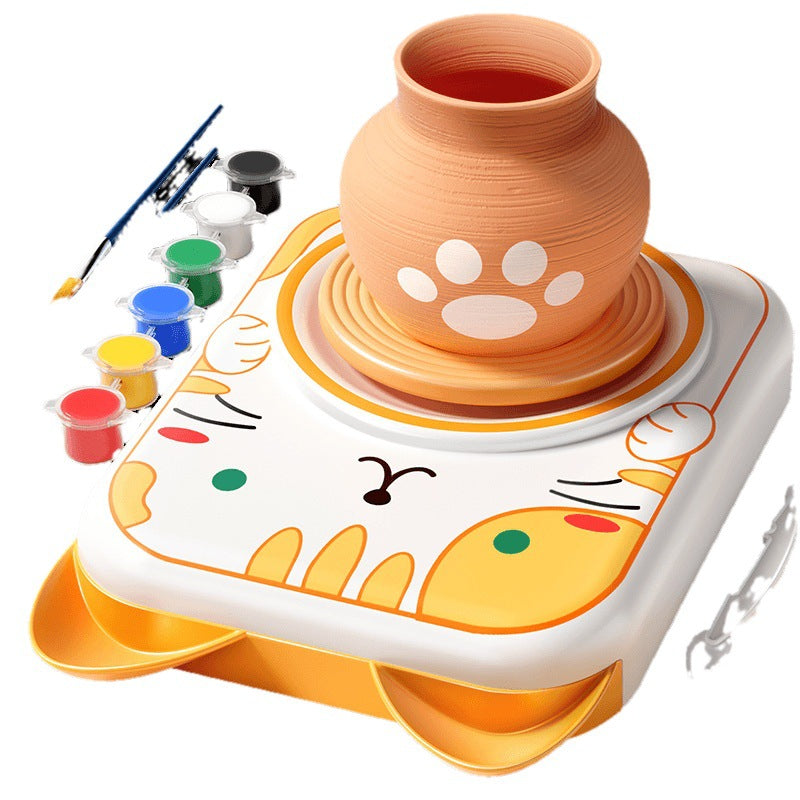 Electric pottery machine kids soft clay primary school students special tool suit ceramic handmade diy production toys